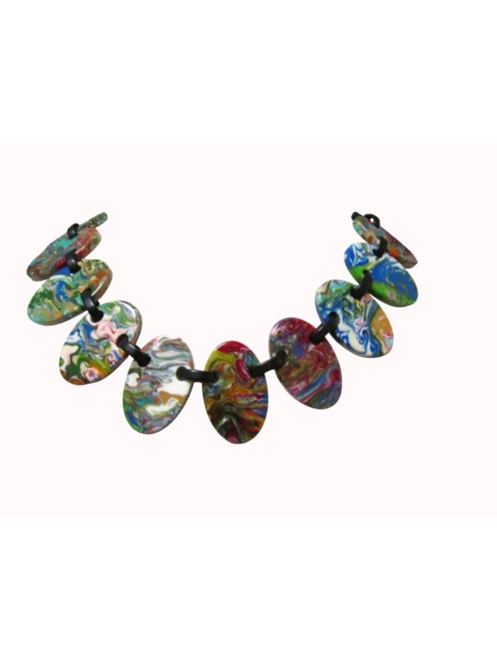 Signed Carlos Sobral Colorful Marbled Resin Choker Necklace Made in Brazil